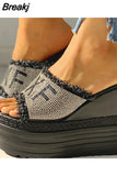 high heels 2023 dropship crystals High Heels leisure Summer Wedges Sandals Woman Shoes Women platform Mules