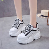 Bottom Chunky Sneakers Women White Black Patchwork High Platform Shoes Woman Casual Autumn Winter Wedges Footwear