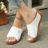Breakj Thick-Bottomed Casual Slippers Women 2025 New Summer Word Solid Color Simple Fashion Fish Mouth