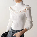 Twist Kintted Tops Female Long Sleeve Turtleneck Slim Sweater Women Fashion Knitting Clothes 2022 Spring