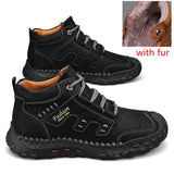 Men Hiking Shoes lace up plush Warm Walking Shoes Outdoor Non-slip high top Ankle Boots Winter Soft Sneakers men snow