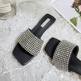 Diamonds Slippers Woman Transparent Heels Sandals Plus Size 34-43 Ladies Casual Flipflops Femme Comfy Slides Crystal