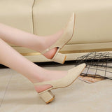 for Women 2023 Fashion High Heels Summer Pointed Toe Elastic Sandals Simple Shallow Cut Square High Heels Zapatos De