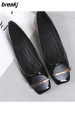 Women Flats Wedding Shoes Patent Leather Square Toes Black Red Flats Shoes Flat Slip On Spring Summer Party Shoes Plus