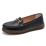 Breakj Leather Shoes Women 2025 Spring Mother Shoes Bean Shoes Women's Large Size Soft-Soled Driving Shoes Large-Size Casual Leather