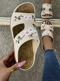 Breakj Summer New Large-Size One-Size-In-A-Side Slippers Women's Slopes Embroidered Women's