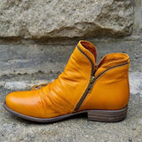 Women Pu Leather Ankle Boots Women Autumn Winter Zipper Vintage Women Punk Boots Flat Ladies Shoes Flat Short Snow