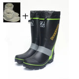 Men Rain Boots Soles with Steel Nails Outsole Waterproof Non - Slip Fishing Boots Rubber with Strip Safety big size 46 49
