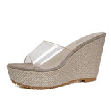 New Summer Fairy Wind High With Cool Slippers Female A Word With Transparent Slope With Cool Drag Outside Wear Korean Version Of Female