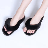 Fur Women Home Slippers Autumn Winter Warm Flat Ladies Shoes Slip on Plush Women Flip Flops