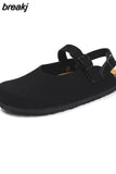 New Summer Women Gladiator Cork Sandals Fashion Casual Buckle Strap Closed Toe PU Leather Sandal Shoe Flat