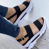 Women Summer Platform Sandals Buckle Strap Open Toe Thick Bottom Punk Ladies Casual Flats Beach Shoes Sandalias De