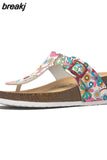 Fashion Summer Women Wedge Cork Flip Flops Slipper 2023 New Beach Outside Non-slipe Trifle Platform Med Heel Slide