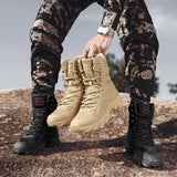 Men's Waterproof Military Boots Tactical Boots Breathable Outdoor Cotton Shoes Desert Boots Combat Mid Calf Boots Hiking