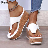 Women Summer Flip Flops Shoes Female Wedge Platform Sandal 2023 Ladies 7.5cm Thick Bottom Casual Slippers Shoe Black Pink