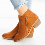 Breakj Women's Short Boots 2025 New Coarse And Female Boots Round Head Thick Side Zipper Fashion Short Boots Women's