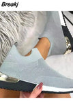 Shoes 2023 Breathable Mesh Platform Sneakers Solid Color Socks Shoes Tennis Casaual Sports Shoes Slip-On Zapatos