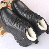 Men Boots Waterproof Winter Boots Men's Lightweight Hight Top Leather Casual Shoes No Slip Warm Snow Boots Plush Women