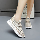 Breathable Women's Sneakers Hollow Mesh White Black Running Shoes Small Size 33 34 Casual Women's Shoes Tenis