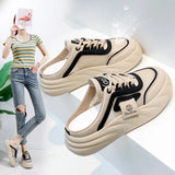 Breakj 2024 New Foot Pedal Sandals Women Wear Ins Tide Thick Platform Sandals Retro Casual Beach