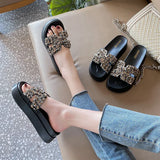 Shoes Thicken Soled Slippers Woman Paillette Sandals Platform Muffins Slides High Heels Sandales Femmes Luxury