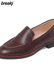 Size 34-39 Women Flats Shoes Real Leather 2023 Spring Thick Heels Shoes Woman Casual Loafers Office Lady Daily