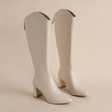 Size 34-43 New Women Boots Zipper Thick High Heels Simple Thick High Heels Autumn Winter Boots Knee High