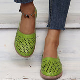 Retro Pu Leather Hollow Out Flats Women Spring Summer Thick Sole Wedges Shoes Woman Comfy Slip on Casual Shoes Size
