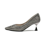 Designer Woman Trafa Shoes Crystal Pumps Low Heeled Party Bride Wedding Shoes Female Sequin Loafers Ladies Dress High