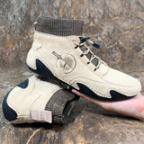 Men's Leather Casual Shoes 2023 Waterproof Lightweight High Top Sneakers Boots Non Slip Winter Shoes Men Loafers Walking