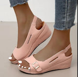 Mujer 2021 Female Wedge Heels Shoes Women Summer Comfortable Sandals Slip-on Flat Sandals Platform Sandalias