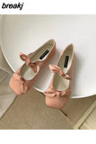 Women Flat Bottom Ballet Shoes Female New Bow Band Retro Shallow Mouth Women's Shoes Size