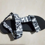 Flat Sandals graffiti Bandana Shoes Summer Outdoor Platform Sandals Open Toe Cute Bow Casual Ladies Beach Shoes