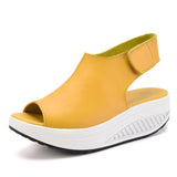 5 Styles Summer Women Sandals Platform Wedges Sandals Leather Swing Peep Toe Casual Shoes Women Walk Shoes Flats Size