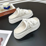 Breakj Summer New Half Slippers Female Wear Shoes Leisure A Foot Pedal Lazy Thin Bottom Small White Shoes Female