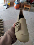 Breakj Single Shoes Small Leather Shoes Beef Tendon Bottom Bean Shoes Round Head Flat Shoes Women Mother Shoes Size