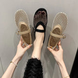 Code Metal Buckle Flat Sandals Women Wear The 2024 Summer New Fashion Hollow-Out Casual