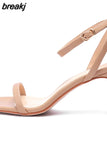 Sandals Shoes Woman Square High Heels Sexy Ankle Strap Sandal Office Ladies Career Casual Party Women Wedding