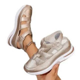Breakj New Slope Hedley Sandals Bag Head Hollow Breathable Female Large Size Loose Cake Thick-Soled Magic Stick Casual
