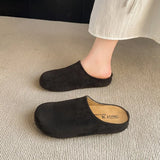 Breakj Flat Bottom Slippers 2025 New Velvet One-Legged Home Slippers Retro Casual Round Head Down With Slippers
