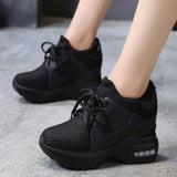 Platform Wedge Heels Casual Shoes Breathable Mesh High Heel Autumn Casual Shoes Height Increasing Woman Outdoor