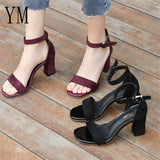 2020 New Ankle Strap Heels Women Sandals 5/7CM Summer Shoes Women Open Toe Chunky High Heels Party Dress Sandals Big Size