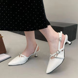 Breakj Fashion Beautiful High Heels New Solid Color Cross-Lace Fine Heel Shoes Korean Version Of The Empty Sandals Women's