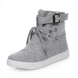 2018 HOT Autumn Women Boots Casual Canvas Shoes Woman Flats Solid Ankle Boots Black and Grey Platform Shoes Woman