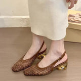 Breakj Head Net Hollow Pure Color High Heels 2025 New Coarse Heel Shoes French Retro Mary Treasure Shoes
