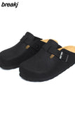 New Women Closed Toe Cork Slippers Casual Men Buckle Non-slip Comfortable Outside Slide
