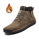 o'clock 2020 Quality Winter Men's Leather Boots Outdoor Comfortable Elastic Sock Male Shoes Casual High-Top Lace-up