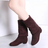 And Winter New Female Knee Boots Korean Version Of Thin Leg Elastic Velvet Boots Low And Women's
