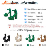 Heels Sandals For Women 2023 Summer Buckle Strap Thick Heels Sandals Simply Casual Comfort Walking Green Heels