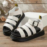 Breakj 2024 Summer Women's Sandals Buckle Casual Beach Shoes Thick-Soled Large Flats Martin